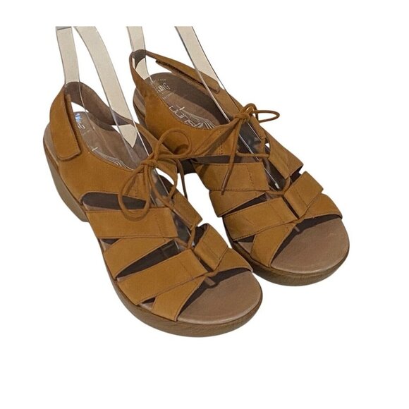 Dansko Janet Slingback Sandals Size 40 US 9  Brown Leather Strappy Lace Up - Picture 1 of 16